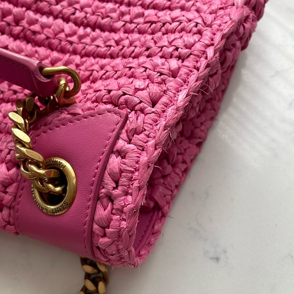 YSL medium Niki pink raffia shoulder bag - Picture 16 of 17